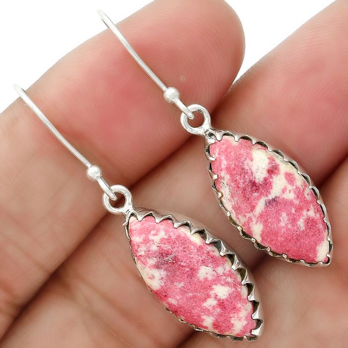 Natural Pink Thulite - Norway Earrings SDE34643 E-1113, 10x21 mm