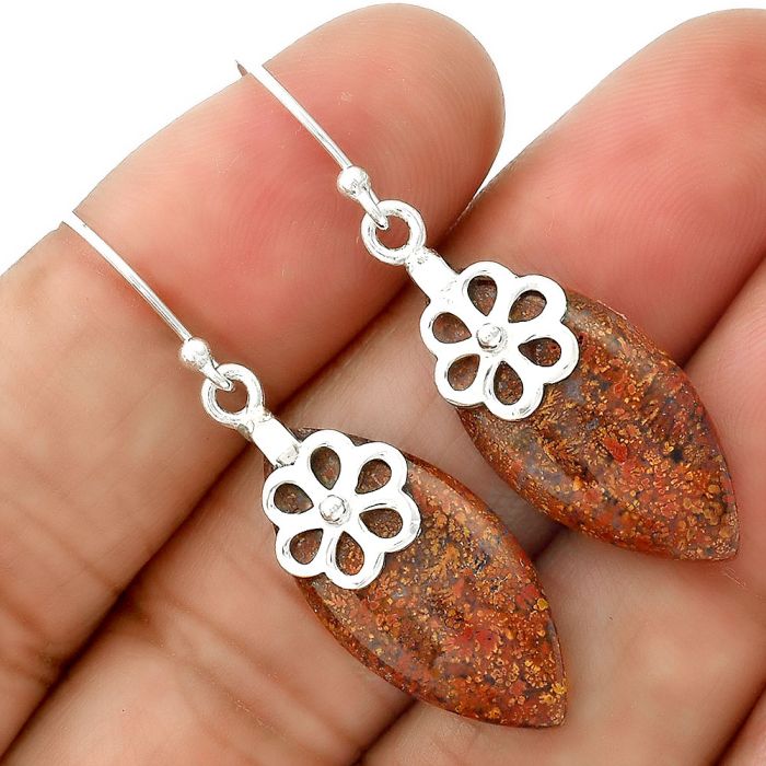 Natural Red Moss Agate Earrings SDE35572 E-1137, 12x24 mm