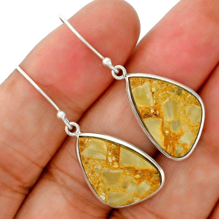 Natural Chert Breccia Crystal Earrings SDE35883 E-1001, 13x20 mm