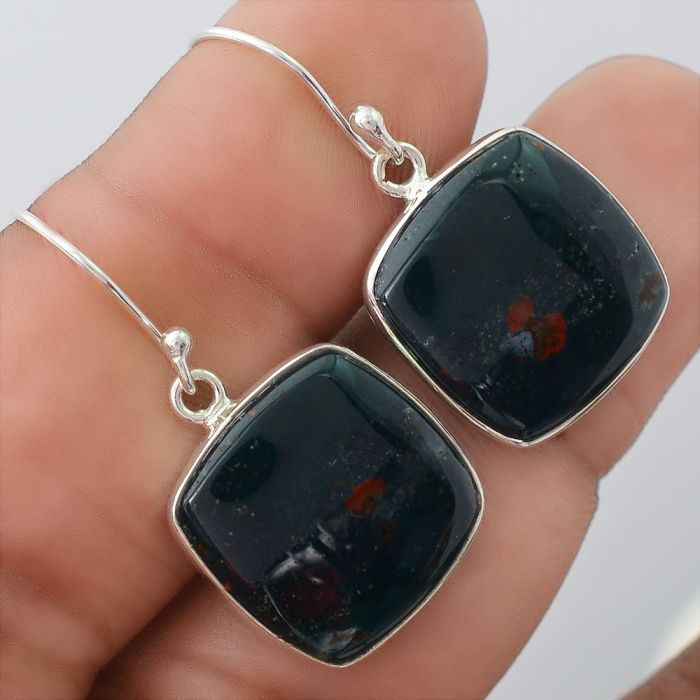 Natural Blood Stone - India Earrings SDE38288 E-1001, 16x16 mm