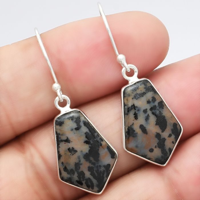 Natural Russian Honey Dendrite Opal Earrings SDE40632 E-1001, 13x18 mm