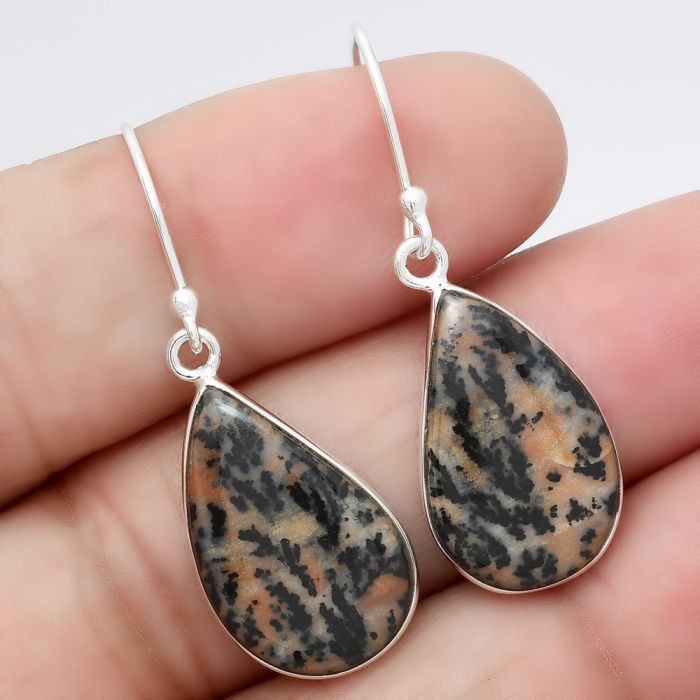 Natural Russian Honey Dendrite Opal Earrings SDE40685 E-1001, 12x20 mm