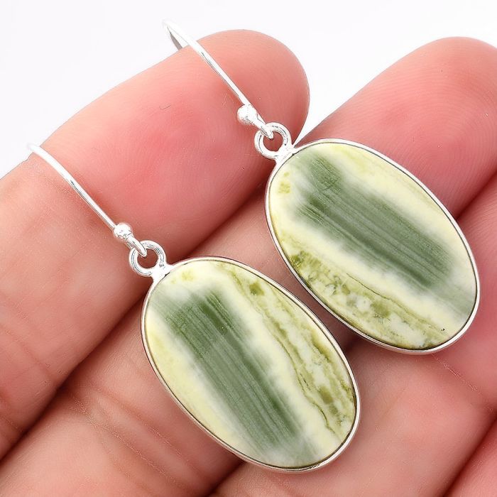 Natural Serpentine Earrings SDE41471 E-1001, 14x23 mm