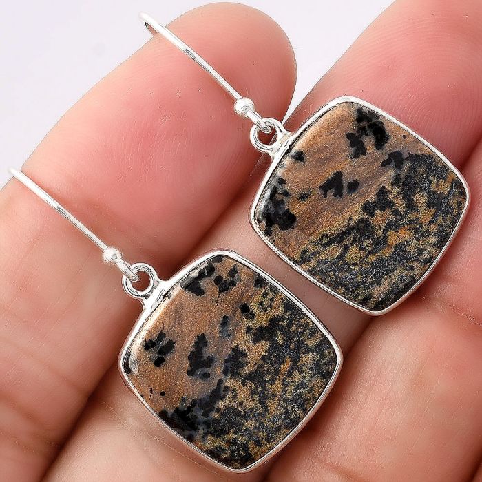 Natural Russian Honey Dendrite Opal Earrings SDE41967 E-1001, 16x17 mm