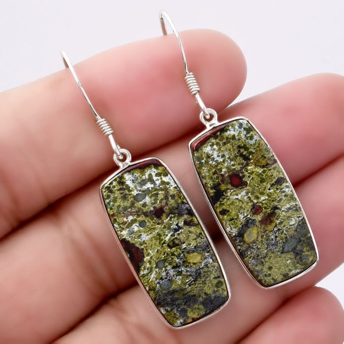 Dragon Blood Stone - South Africa Earrings SDE42510 E-1001, 12x26 mm