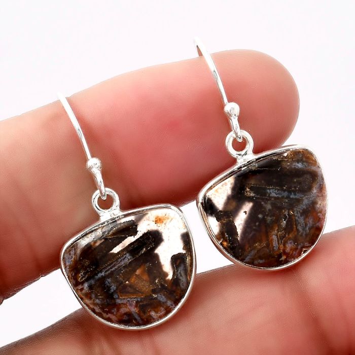 Natural Tube Agate - Turkish Earrings SDE42781 E-1001, 13x15 mm