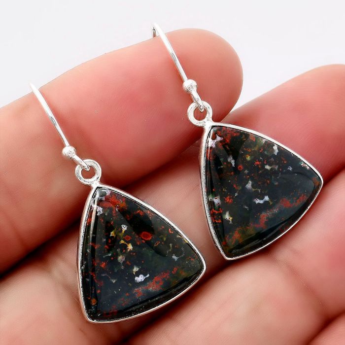 Natural Blood Stone - India Earrings SDE42832 E-1001, 17x18 mm