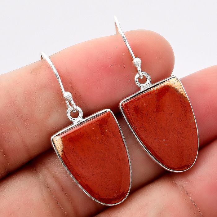 Natural Red Moss Agate Earrings SDE42937 E-1001, 14x19 mm