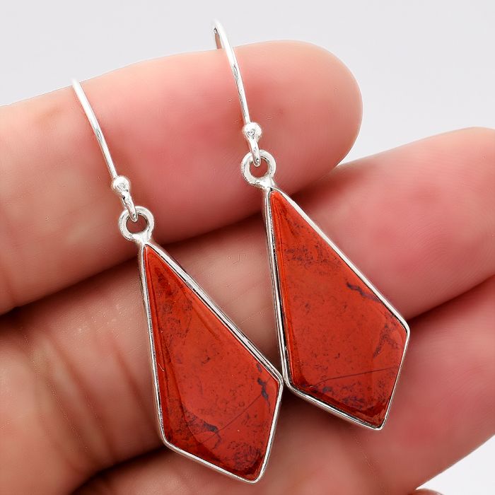 Natural Red Moss Agate Earrings SDE42949 E-1001, 12x25 mm