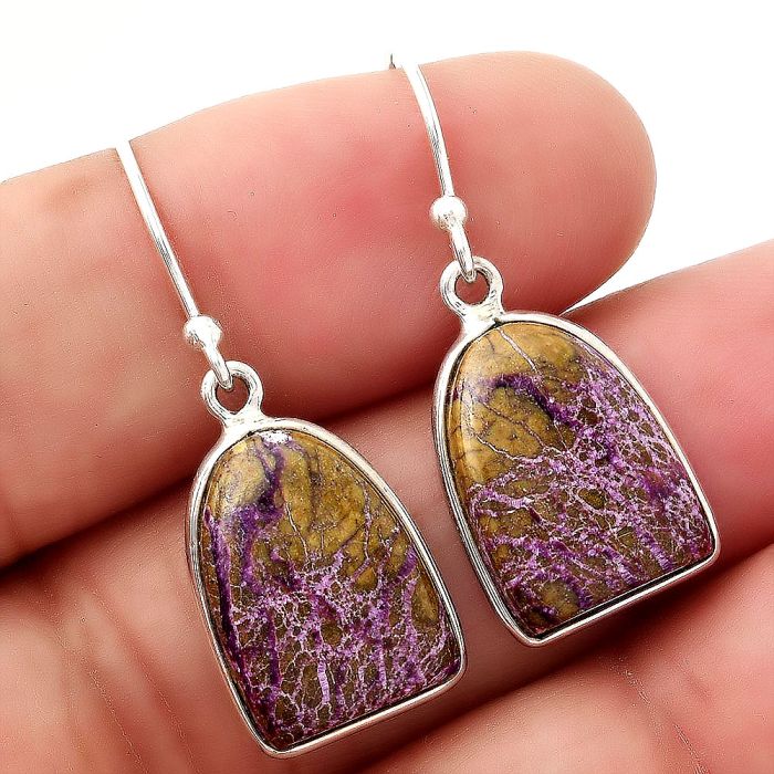 Natural Purpurite - South Africa Earrings SDE44858 E-1001, 12x15 mm