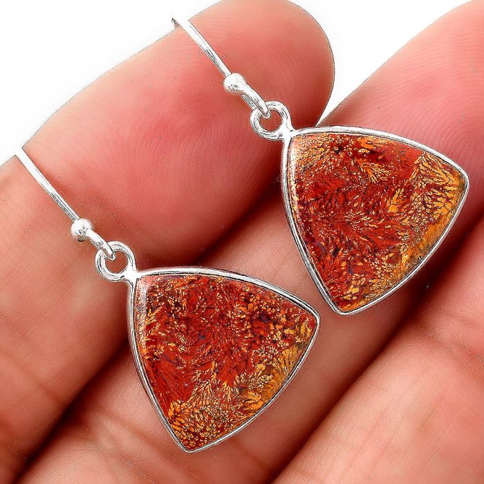 Natural Red Moss Agate Earrings SDE45524 E-1001, 15x15 mm