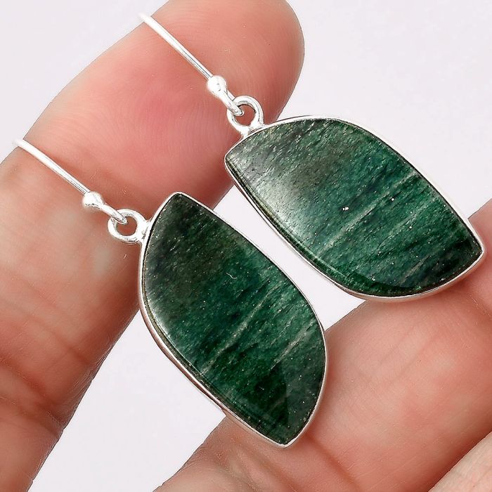 Natural Green Aventurine Earrings SDE46158 E-1001, 13x25 mm