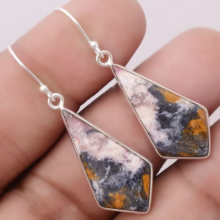 Natural Indian Blanket Jasper Earrings SDE47170 E-1001, 13x26 mm