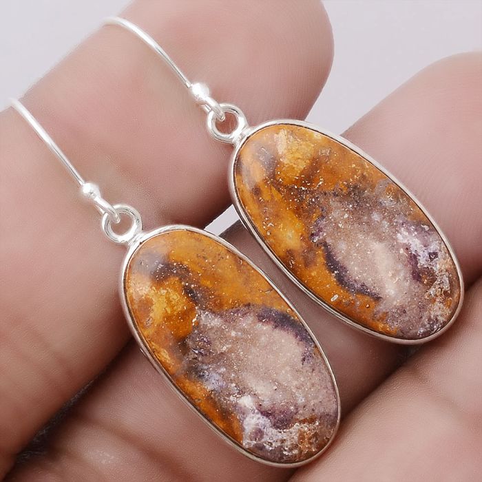 Natural Indian Blanket Jasper Earrings SDE47201 E-1001, 12x23 mm