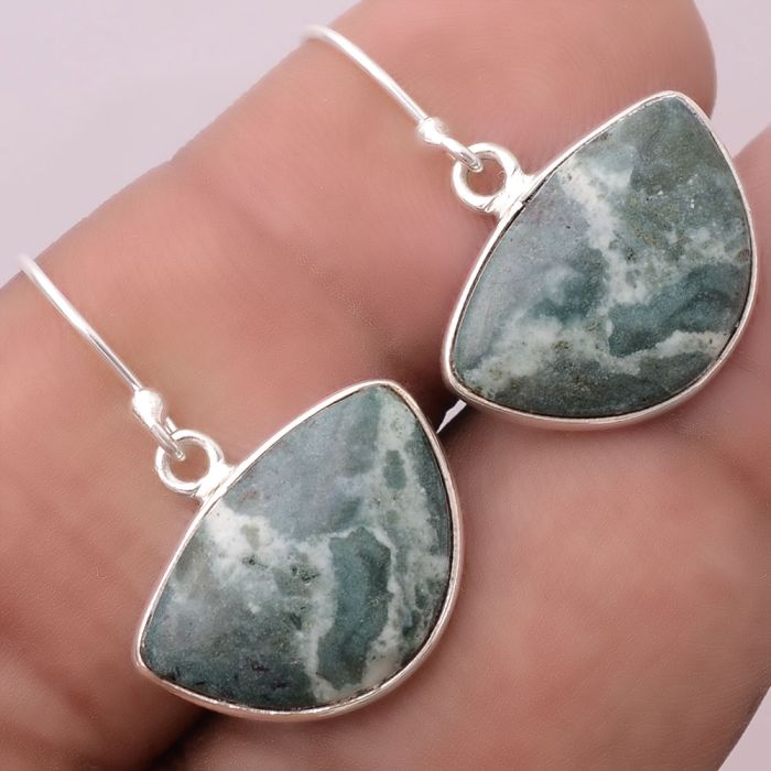 Natural Larsonite Jasper Earrings SDE47206 E-1001, 12x18 mm