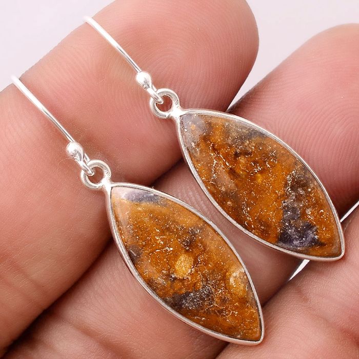 Natural Indian Blanket Jasper Earrings SDE47217 E-1001, 10x24 mm