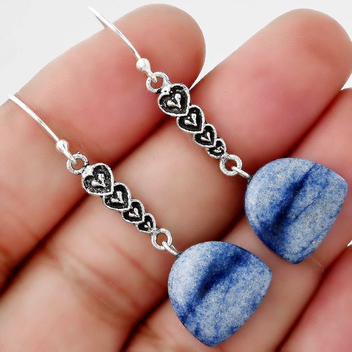 Valentine Gift Heart - Natural Dumortierite Quartz Earrings SDE47670 E-1065, 13x14 mm