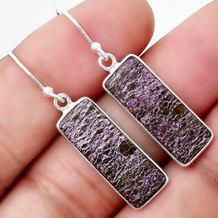 Natural Purpurite - South Africa Earrings SDE48005 E-1001, 8x21 mm