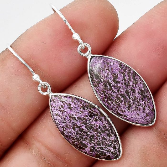 Natural Purpurite - South Africa Earrings SDE48074 E-1001, 11x22 mm