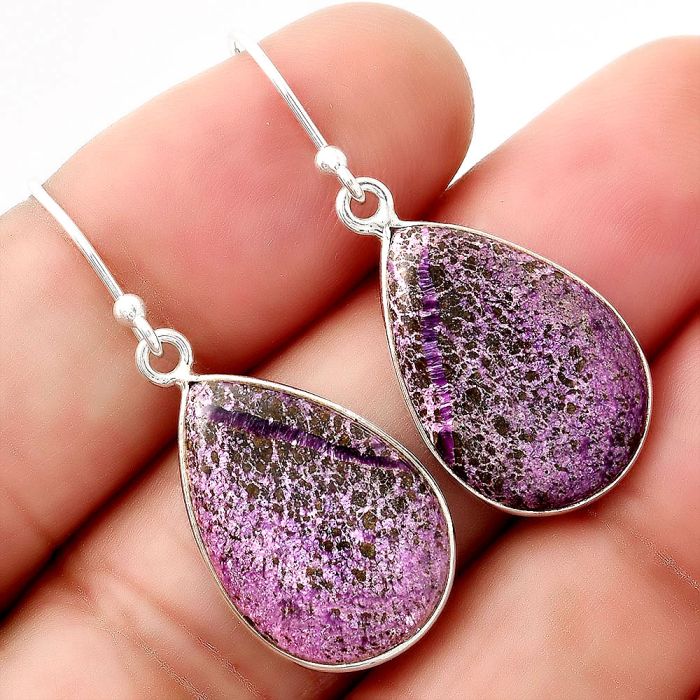 Natural Purpurite - South Africa Earrings SDE48827 E-1001, 14x20 mm