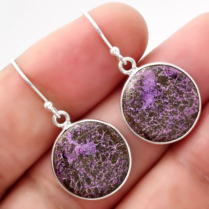 Natural Purpurite - South Africa Earrings SDE48880 E-1001, 15x15 mm