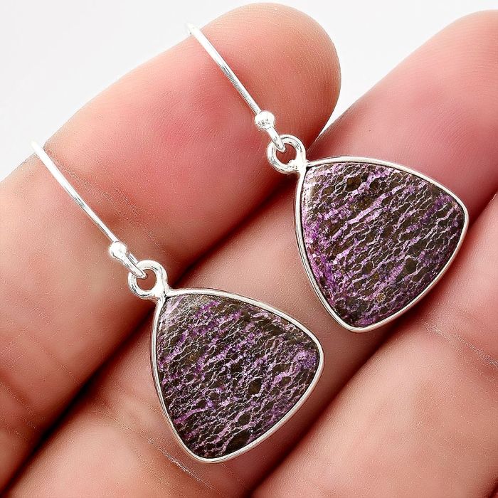 Natural Purpurite - South Africa Earrings SDE48910 E-1001, 15x15 mm