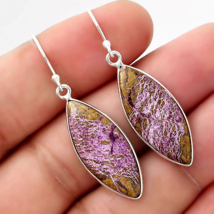 Natural Purpurite - South Africa Earrings SDE48925 E-1001, 11x27 mm