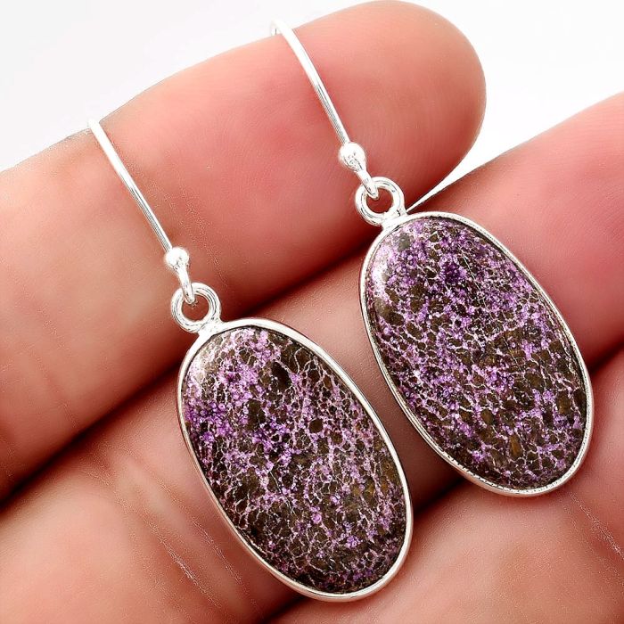 Natural Purpurite - South Africa Earrings SDE48928 E-1001, 12x20 mm