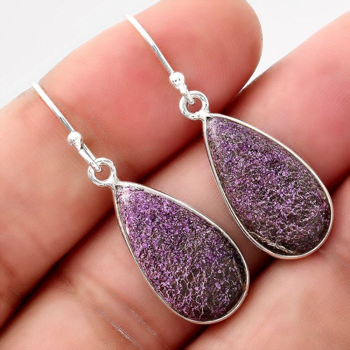 Natural Purpurite - South Africa Earrings SDE48938 E-1001, 10x20 mm