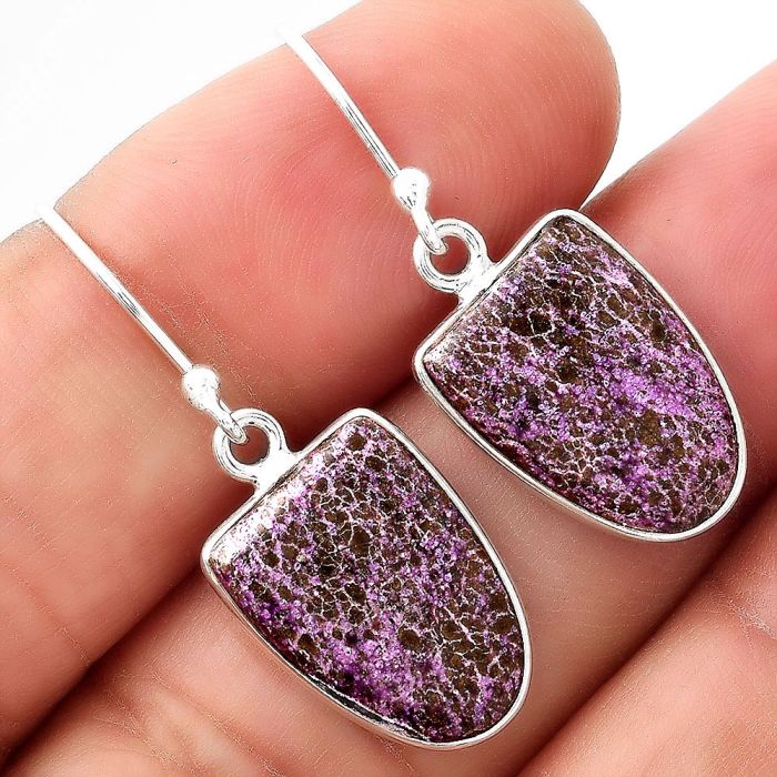 Natural Purpurite - South Africa Earrings SDE48967 E-1001, 11x15 mm