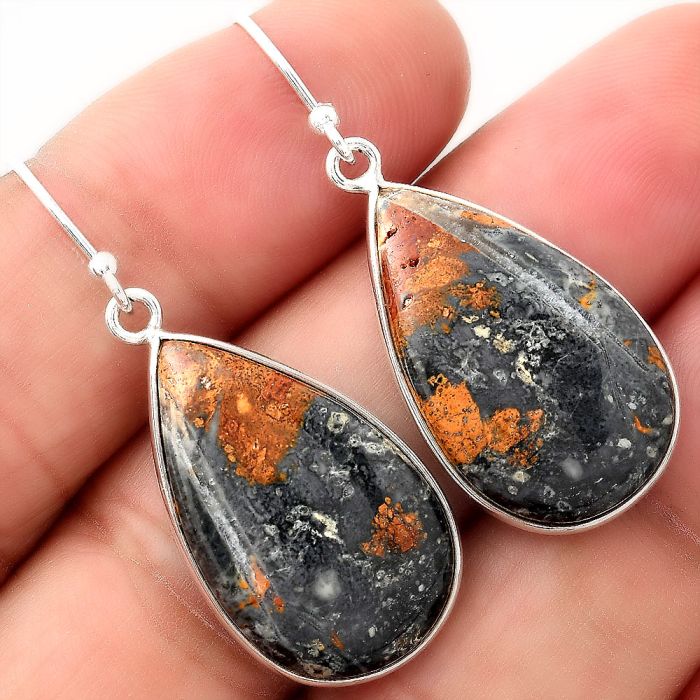 Natural Indian Blanket Jasper Earrings SDE49520 E-1001, 15x24 mm