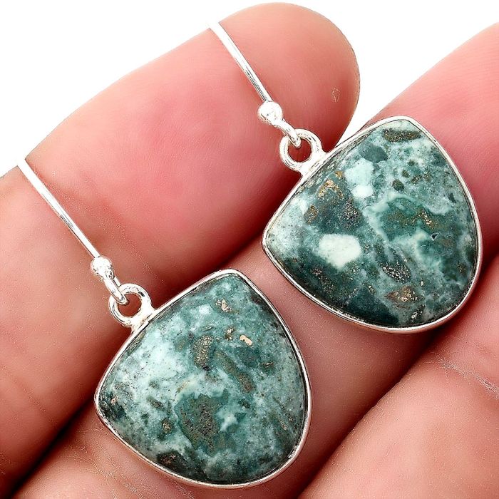 Natural Larsonite Jasper Earrings SDE50122 E-1001, 16x16 mm