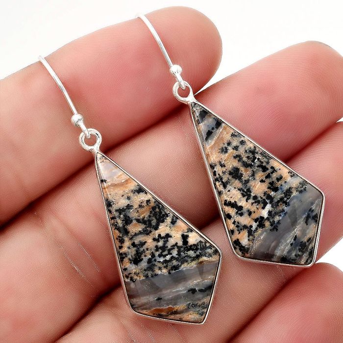 Natural Russian Honey Dendrite Opal Earrings SDE50382 E-1001, 16x30 mm