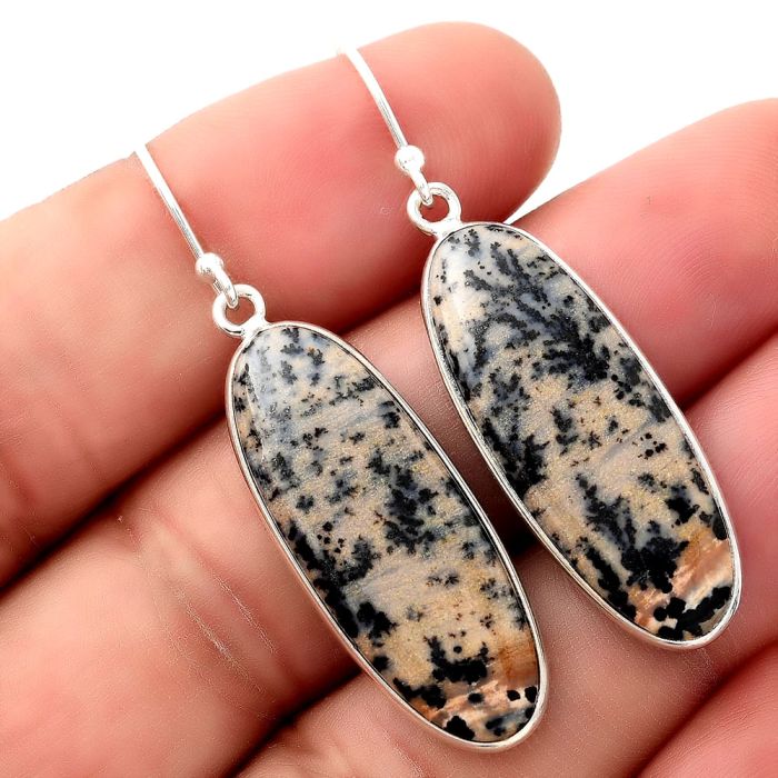 Natural Russian Honey Dendrite Opal Earrings SDE50422 E-1001, 11x30 mm