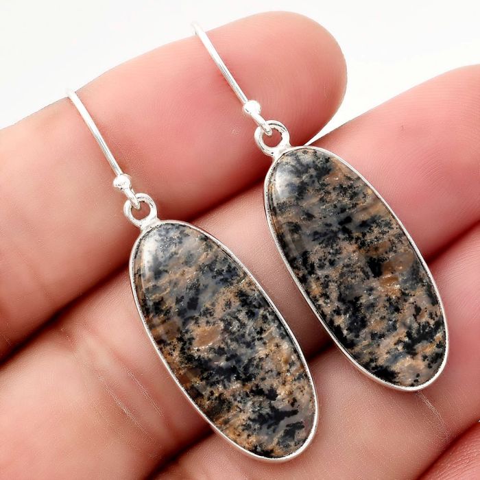 Natural Russian Honey Dendrite Opal Earrings SDE50424 E-1001, 12x26 mm