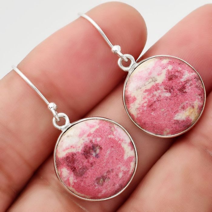 Natural Pink Thulite - Norway Earrings SDE50431 E-1001, 16x16 mm