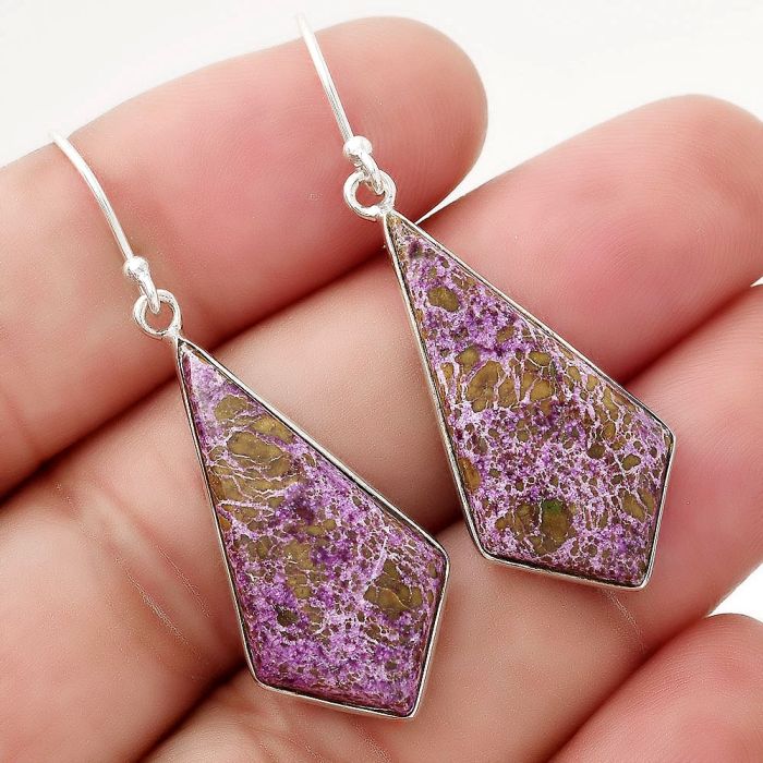 Natural Purpurite - South Africa Earrings SDE50482 E-1001, 14x29 mm