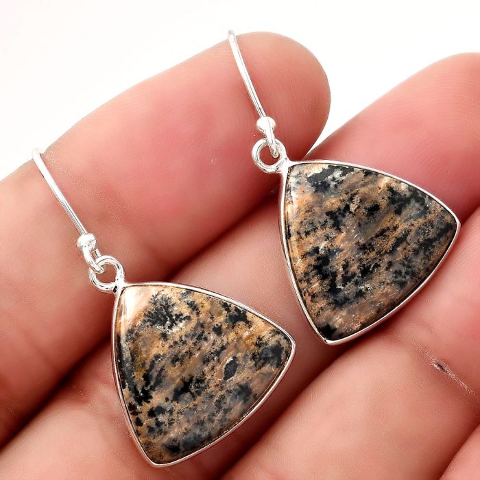 Natural Russian Honey Dendrite Opal Earrings SDE50513 E-1001, 17x17 mm