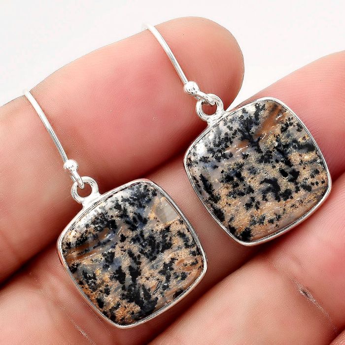 Natural Russian Honey Dendrite Opal Earrings SDE50519 E-1001, 16x16 mm