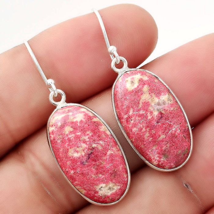 Natural Pink Thulite - Norway Earrings SDE50538 E-1001, 13x23 mm