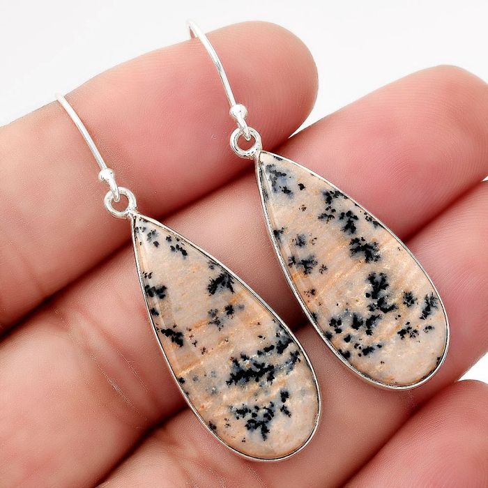 Natural Russian Honey Dendrite Opal Earrings SDE50553 E-1001, 13x30 mm