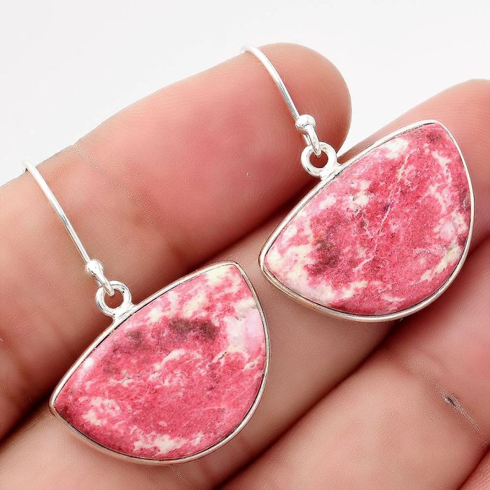 Natural Pink Thulite - Norway Earrings SDE50558 E-1001, 15x22 mm