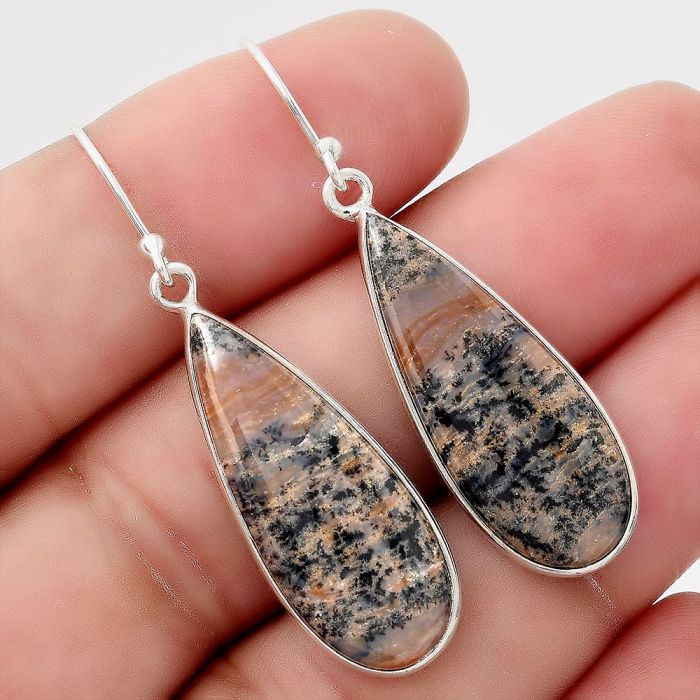 Natural Russian Honey Dendrite Opal Earrings SDE50585 E-1001, 11x28 mm