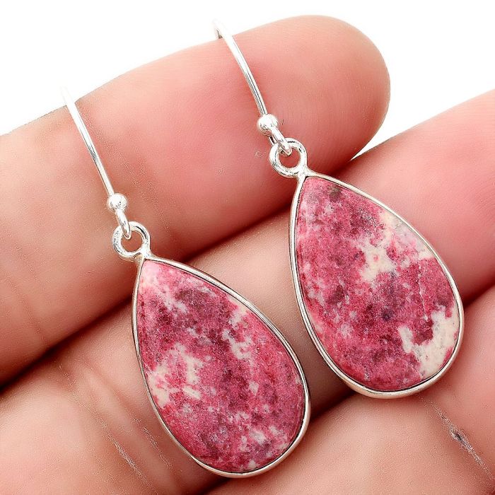 Natural Pink Thulite - Norway Earrings SDE50599 E-1001, 13x20 mm