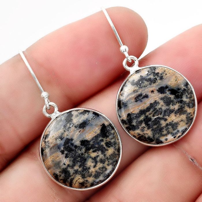 Natural Russian Honey Dendrite Opal Earrings SDE50605 E-1001, 18x18 mm