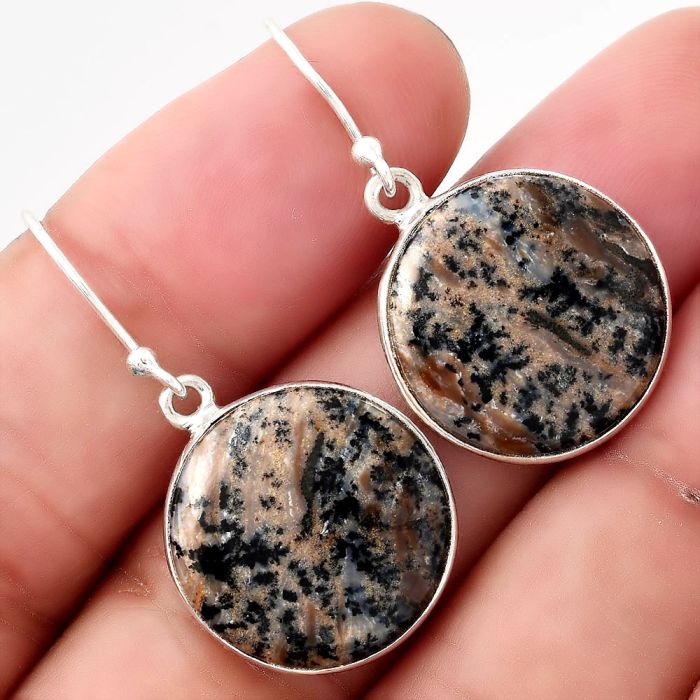 Natural Russian Honey Dendrite Opal Earrings SDE50651 E-1001, 17x17 mm