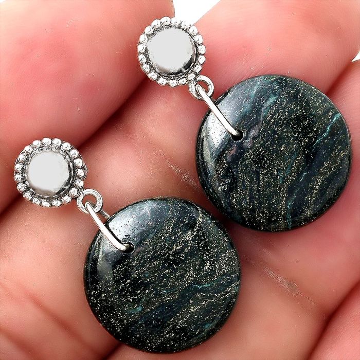 Natural Larsonite Jasper Earrings SDE50778 E-1227, 16x16 mm