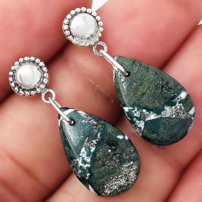 Natural Larsonite Jasper Earrings SDE50781 E-1227, 11x19 mm