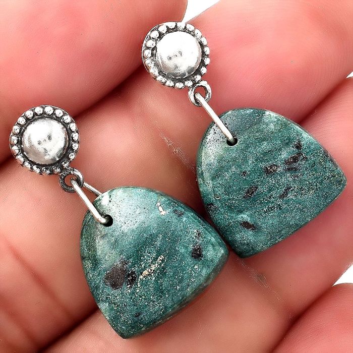 Natural Larsonite Jasper Earrings SDE50787 E-1227, 14x14 mm