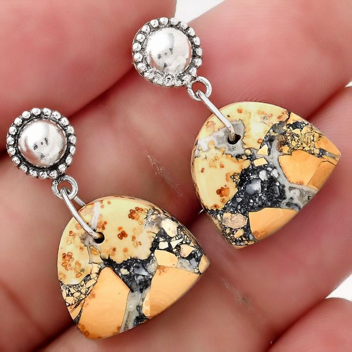 Natural Maligano Jasper - Indonesia Earrings SDE50791 E-1227, 13x14 mm